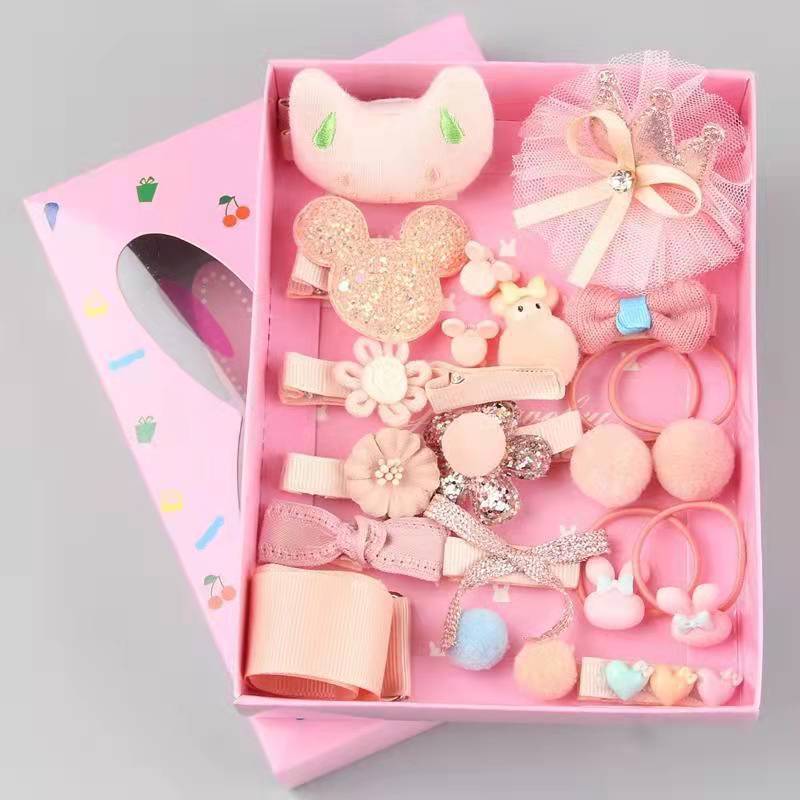 Korean Children'S Hair Accessories Baby Cloth Hair Clip Princess Cartoon Bb Clip Crown Hair Clip Hair Ring Gift Box Set Side Clip - Image 3