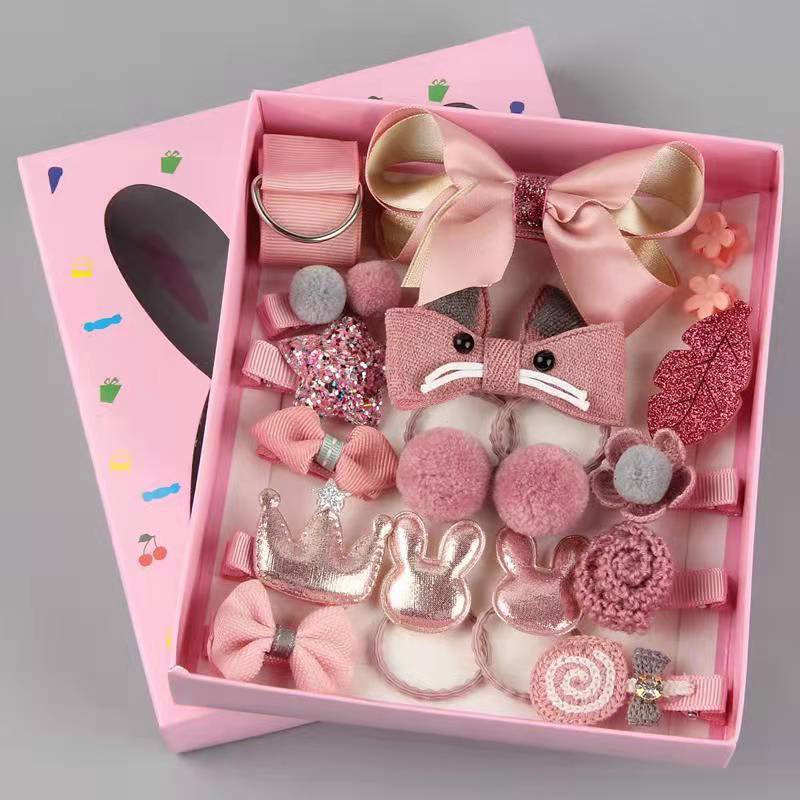 Korean Children'S Hair Accessories Baby Cloth Hair Clip Princess Cartoon Bb Clip Crown Hair Clip Hair Ring Gift Box Set Side Clip - Image 2