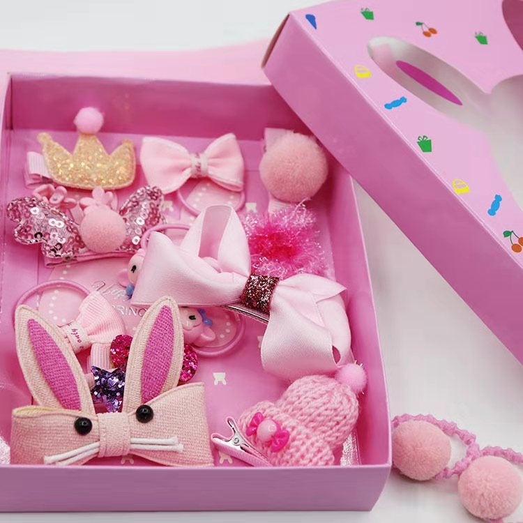 Korean Children'S Hair Accessories Baby Cloth Hair Clip Princess Cartoon Bb Clip Crown Hair Clip Hair Ring Gift Box Set Side Clip - Image 4