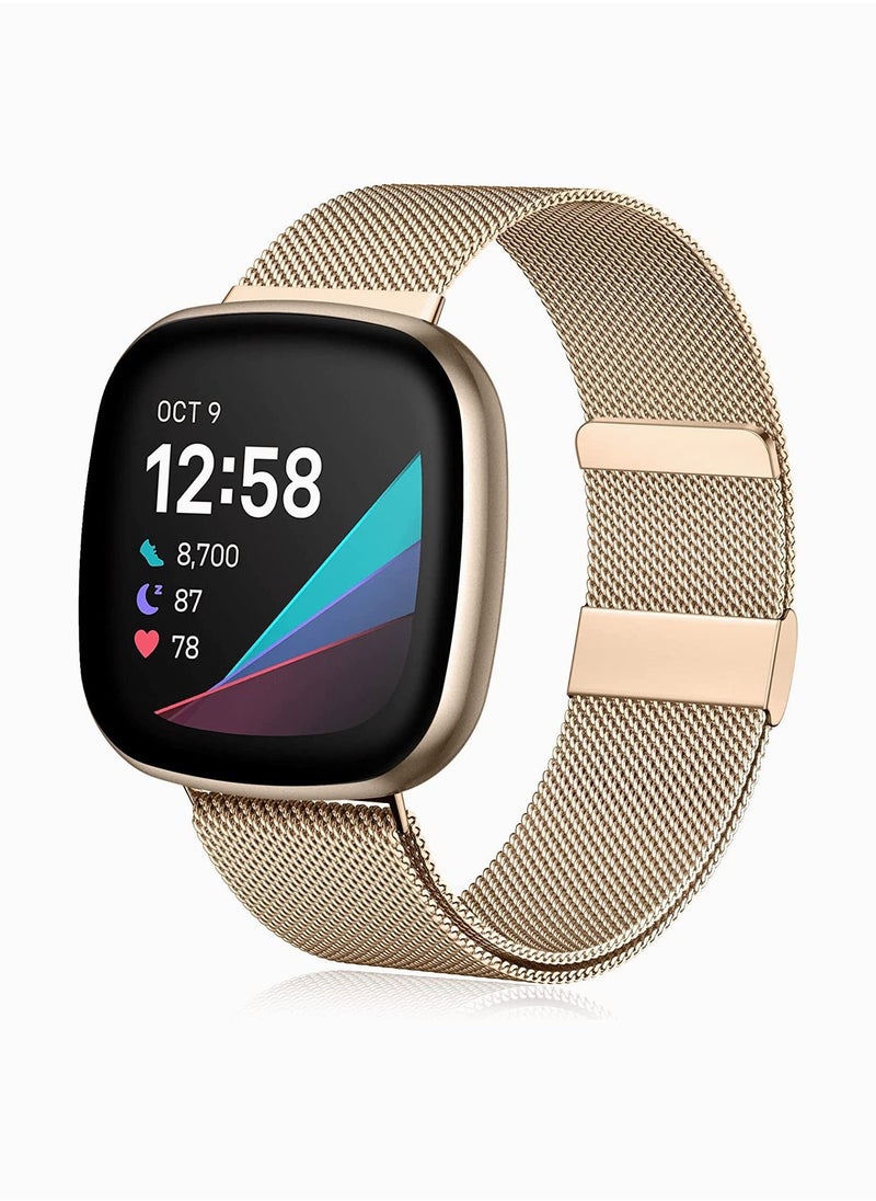 Y&D Bands for Fitbit Versa 3, Metal Compatible with Sense, Stainless Steel Mesh Breathable Wristband Strap Adjustable Magnet Lock, Replacement Wristbands Women and Men  - Image 1