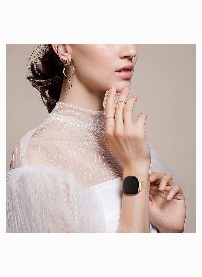 Y&D Bands for Fitbit Versa 3, Metal Compatible with Sense, Stainless Steel Mesh Breathable Wristband Strap Adjustable Magnet Lock, Replacement Wristbands Women and Men  - Image 3