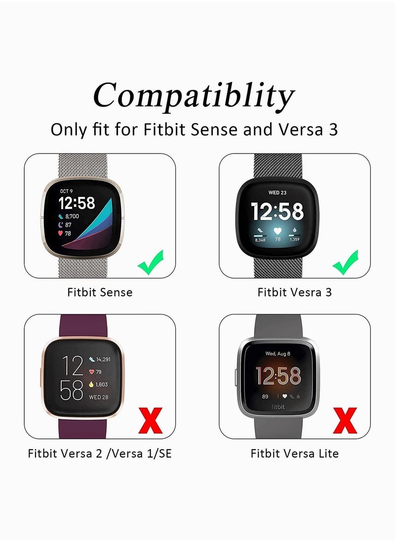 Y&D Bands for Fitbit Versa 3, Metal Compatible with Sense, Stainless Steel Mesh Breathable Wristband Strap Adjustable Magnet Lock, Replacement Wristbands Women and Men  - Image 5