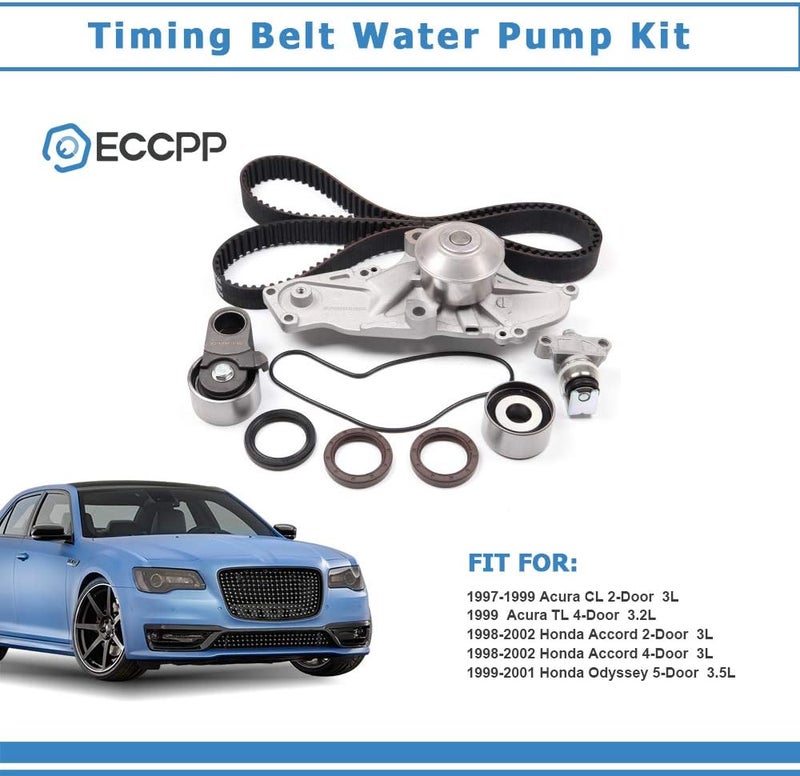 ECCPP Timing Belt Kit with Water Pump Compatible 1997-1999 For Acura CL,1999 For Acura TL,1998-2002 For Honda For Accord,1999-2001 For Honda Odyssey TCKWP286A TB286LK2 - Image 2