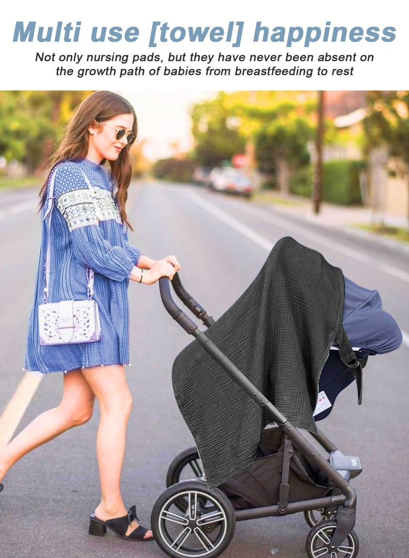 URbazaar Muslin Nursing Cover for Baby Breastfeeding, Breathable Natural Nursing Cover Made of 100% Cotton with Solid Loop for Mom Nursing Apron, Black  - Image 5
