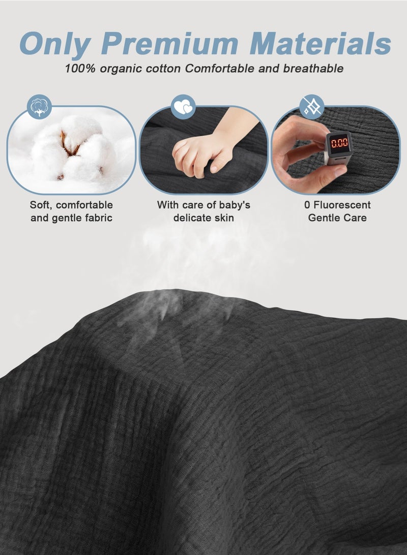 URbazaar Muslin Nursing Cover for Baby Breastfeeding, Breathable Natural Nursing Cover Made of 100% Cotton with Solid Loop for Mom Nursing Apron, Black  - Image 3