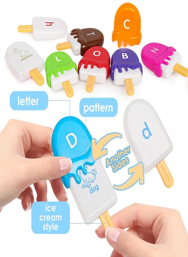 kizh Alphabet Learning Toys Matching Letter ABC Fine Motor Toy Double-Side Ice Cream Toys Preschool Learning Activities Montessori for Toddler Kids Ages 2 3 4 5 - Image 3