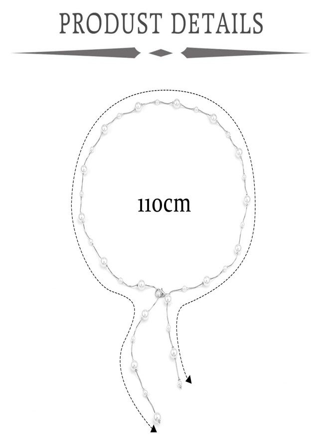 Longita Silver Chain Belt for Women Fashion Plus Size Pearl Waist Chains Metal Waist Belt Chain Trendy Adjustable Belly Belts for Women Dress - Image 2
