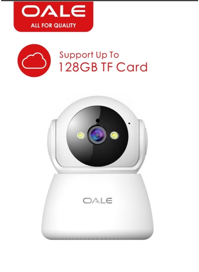 Oale iHome 01+ Smart WiFi Security Camera, 1080p HD, 360° View, Night Vision, Two-Way Audio, App Control White - Image 2