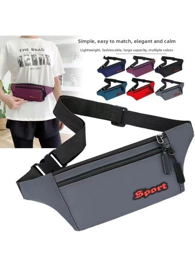Generic Sports Outdoor Waist Bag Lightweight Invisible Thin Running Mobile Phone Waist Bag Close-fitting Cycling Bag Men's And Women's Wallet Mobile Phone Bag-Color:Gray  - Image 3
