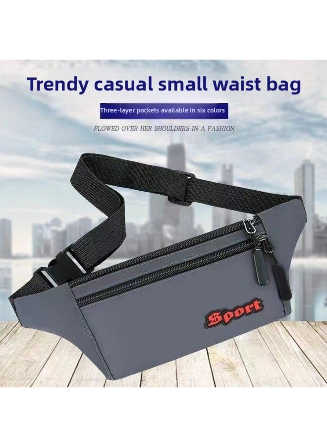 Generic Sports Outdoor Waist Bag Lightweight Invisible Thin Running Mobile Phone Waist Bag Close-fitting Cycling Bag Men's And Women's Wallet Mobile Phone Bag-Color:Gray  - Image 2