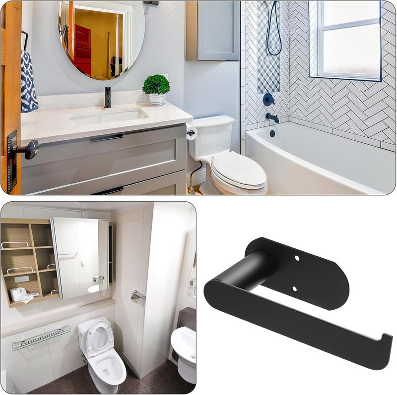 SUPVOX 304 Stainless Steel Toilet Paper Holder No-Drill Mount Black Multipurpose Roll Paper Storage Rack for Bathroom Wall Toilet Supplies - Image 4