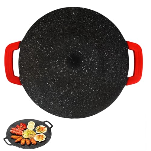 IFASHIHOME Korean Style BBQ Grill Pan13 Nonstick Smokeless Circular Grill Pan with Silicone handleMedical Stone Coated Barbecue Stovetops Frying Pan for Indoor Outdoor Camping baking Pan - Image 1