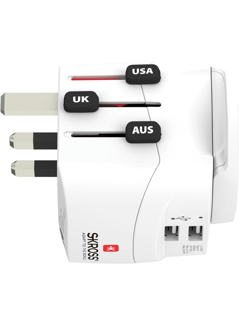 SKROSS 1302470 PRO Light USB - World (2xA) Multiadapters with USB-white - Image 1