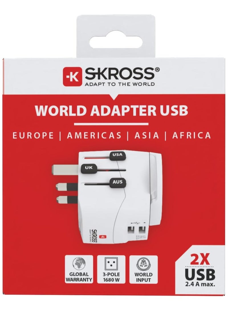 SKROSS 1302470 PRO Light USB - World (2xA) Multiadapters with USB-white - Image 3