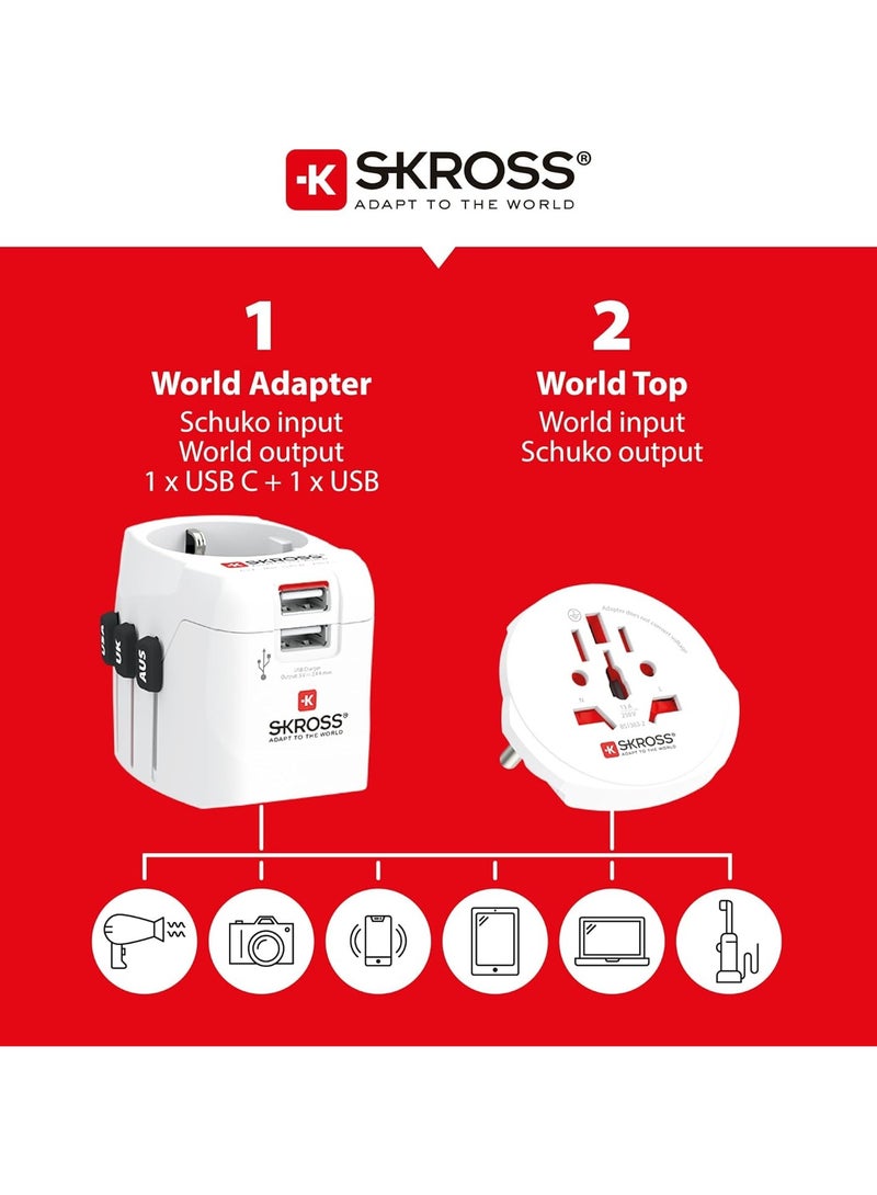 SKROSS 1302470 PRO Light USB - World (2xA) Multiadapters with USB-white - Image 4