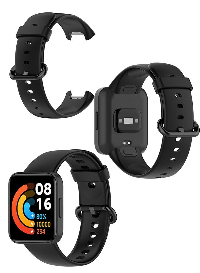 Watch Strap for Xiaomi Mi Watch Black, Lightweight Adjustable Smart Watch, Silicone Strap, Redmi - Image 3