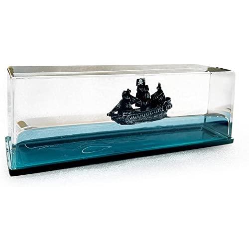 Honsheng Unsinkable Black Pearl Pirate Simulator Toy Wavey Boat in a Box Liquid Wave Cruise Fluid Ship Decoration Ornament for Car Decoration Paperweight Desk Toy Gifts - Image 1