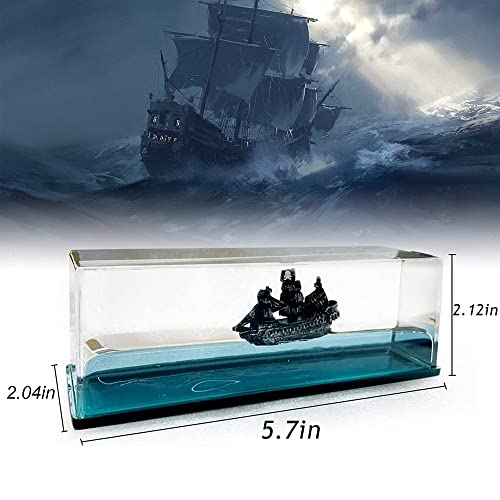 Honsheng Unsinkable Black Pearl Pirate Simulator Toy Wavey Boat in a Box Liquid Wave Cruise Fluid Ship Decoration Ornament for Car Decoration Paperweight Desk Toy Gifts - Image 3