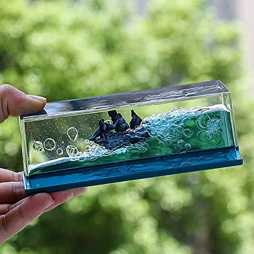 Honsheng Unsinkable Black Pearl Pirate Simulator Toy Wavey Boat in a Box Liquid Wave Cruise Fluid Ship Decoration Ornament for Car Decoration Paperweight Desk Toy Gifts - Image 5