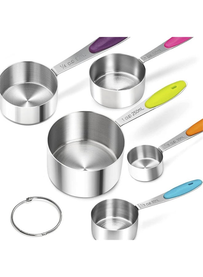 10-Piece Stainless Steel Measuring Cups and Spoons Set with Soft Touch Silicone Handles - Nesting Design for Accurate Dry & Liquid Ingredient Measurement - Image 4