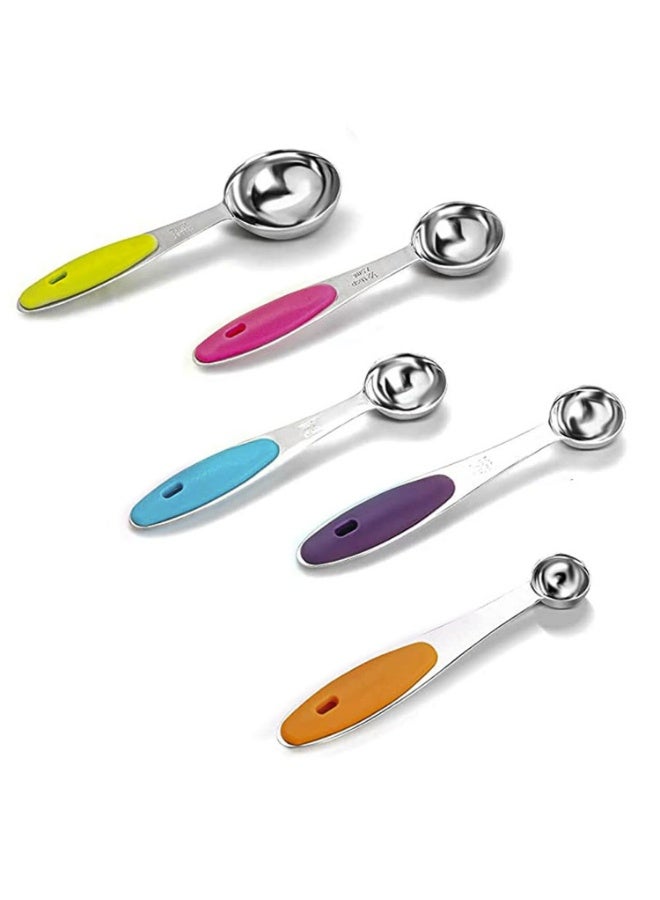 10-Piece Stainless Steel Measuring Cups and Spoons Set with Soft Touch Silicone Handles - Nesting Design for Accurate Dry & Liquid Ingredient Measurement - Image 5