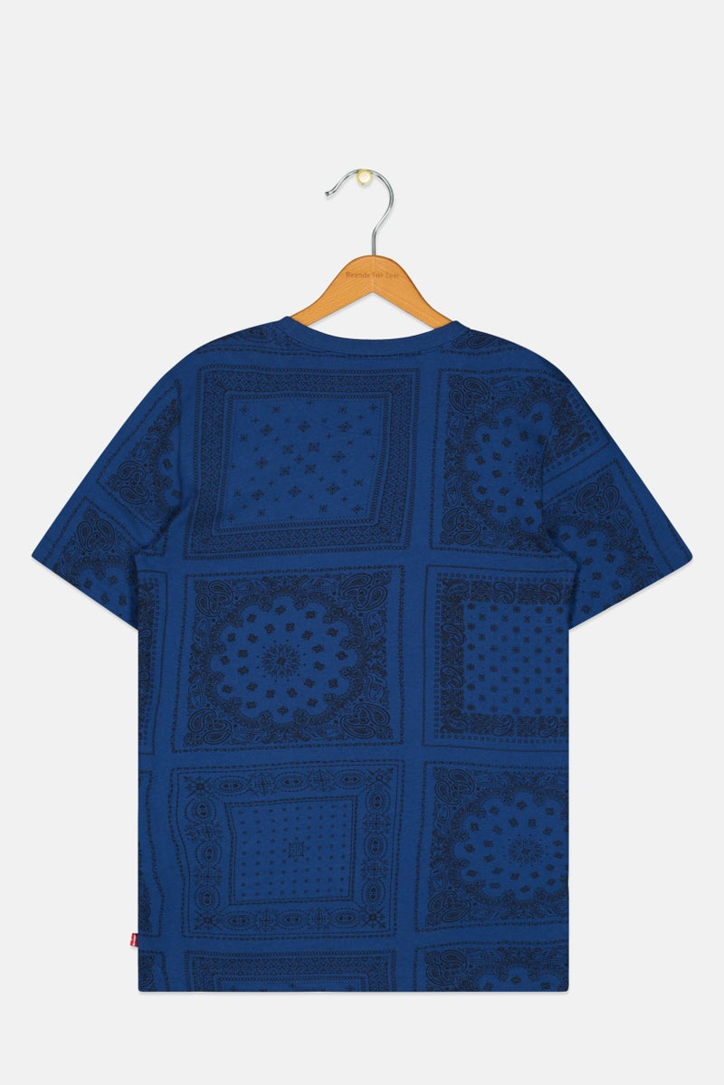 Levi's تي شيرت قصير الأكمام بألوان متعددة للأطفال الأولاد مع شعار العلامة التجارية، ياقة دائرية - Image 3