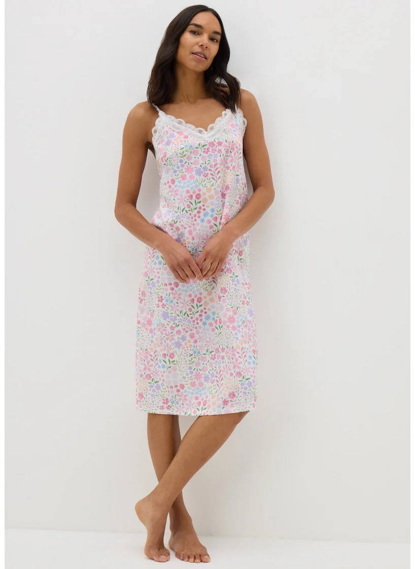 Matalan Pink Floral Satin Chemise Nightie