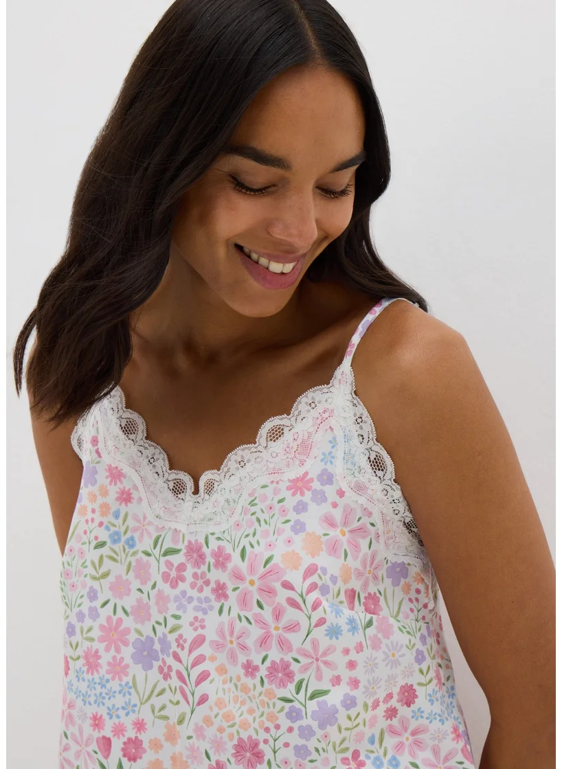 Matalan Pink Floral Satin Chemise Nightie