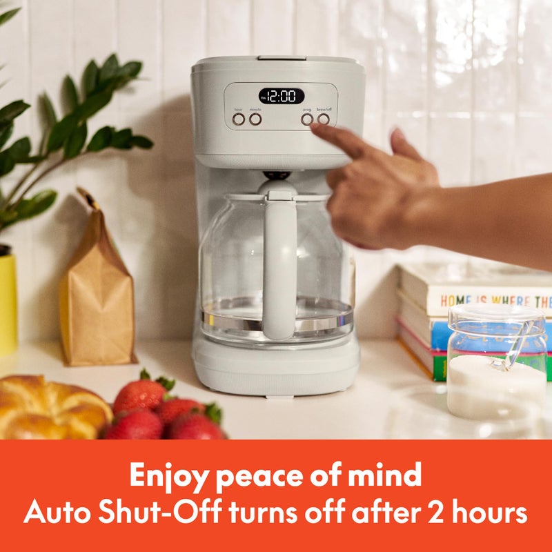BELLA 12 Cup Programmable Coffee Marker, Reusable Dishwasher Safe Accessories, Easy LCD diaply, Auto Shutoff, 900 watt, Oatmilk - Image 5