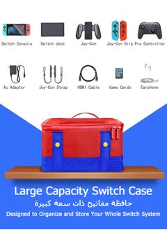 Jourvent Hard Switch Case Compatible with Nintendo Switch and Switch OLED Model, Full Protection Hard Switch Carrying Case High-Capacity Travel Bag fit Switch Console Pro Controller Accessories Red  - Image 3