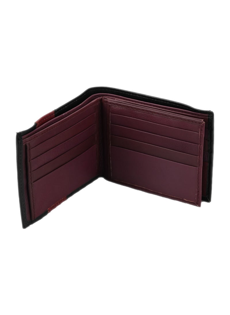 Generic - Genuine Leather Hand-Crafted Wallet For Men Fourfold Leather Wallet Mean's Stylish Wallet, Wallet For Men'slim Larger Capacity Wallet For Men - Black & Maroon Fourfold Wallet For Men - Image 1
