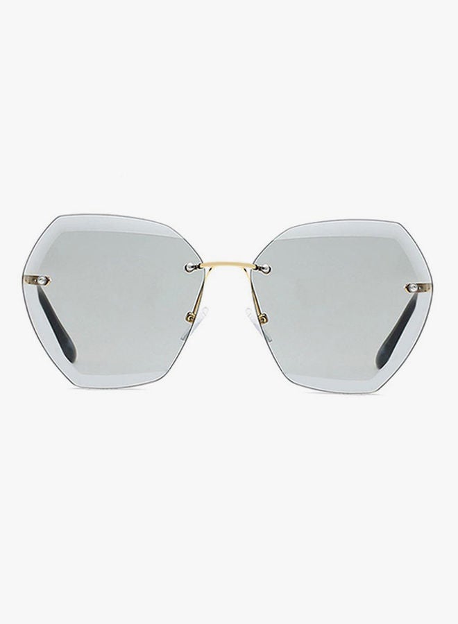 إسكدنيا نظارة شمسية واقية من الأشعة فوق البنفسجية بتصميم غير متناظر لون ذهبي/ رمادي للنساء - Image 2