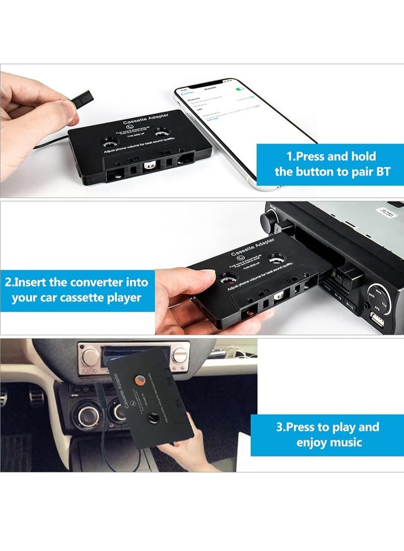 BT Car Tape Adapter,Car Audio Bluetooth Cassette Receiver,Wireless Cassette Auxiliary Adapter for Vehicle,for Home/Car
