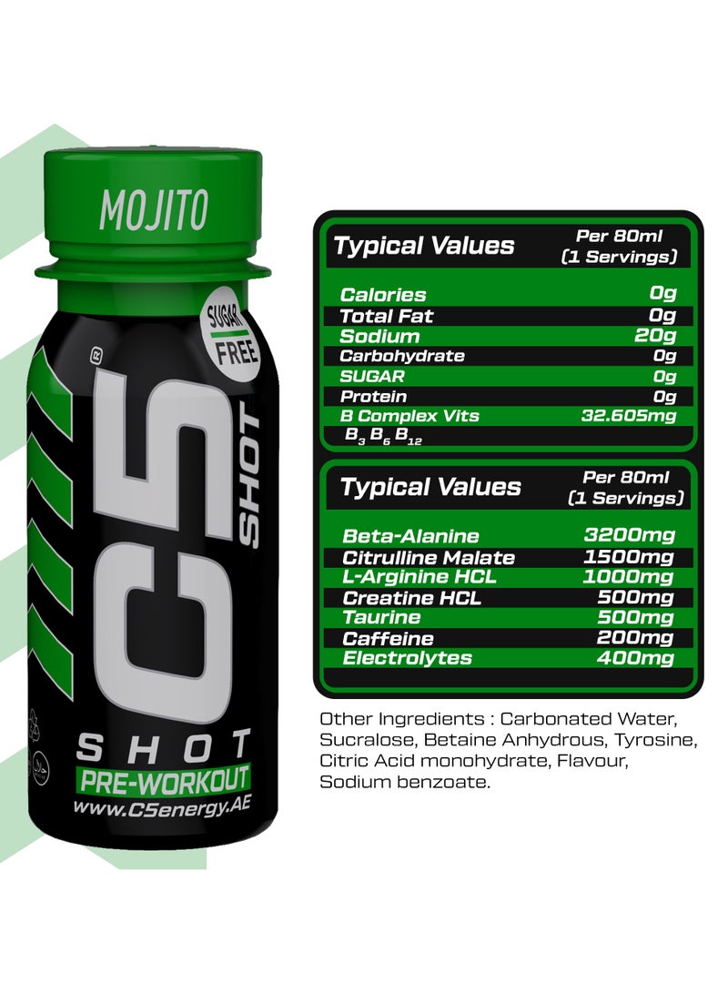 C5 Energy Pre-Workout Shot 80 Ml Mojito Flavor Pack of 12 - Image 3