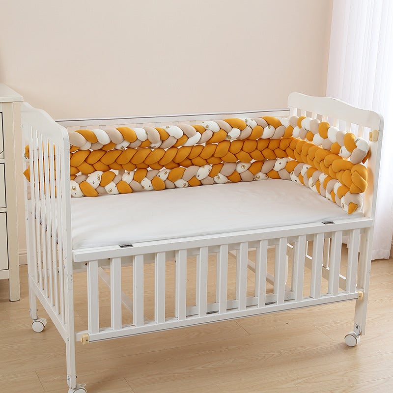 Crib bed fence soft bag bumper strip ins style Four Seasons pure cotton breathable universal baby three-strand twist winding - Image 3
