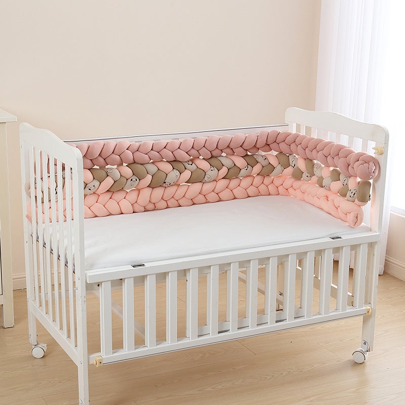 Crib bed fence soft bag bumper strip ins style Four Seasons pure cotton breathable universal baby three-strand twist winding - Image 4
