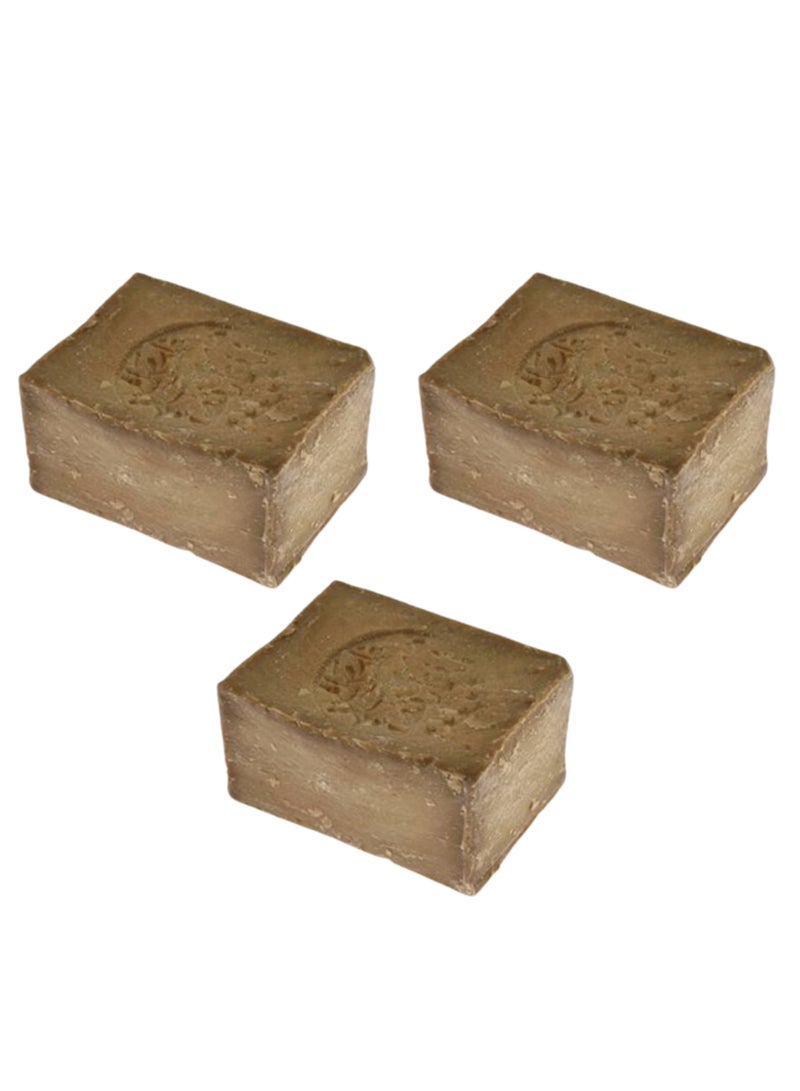 يامي بايو شوب صابون حلب الطبيعي مصنوع من زيت الزيتون البكر الممتاز وزيت الغار بنسبة 15% - قابل للتحلل الحيوي - لا يسبب الحساسية وحساس - 200 جرام متعدد الألوان - 3 قطعة