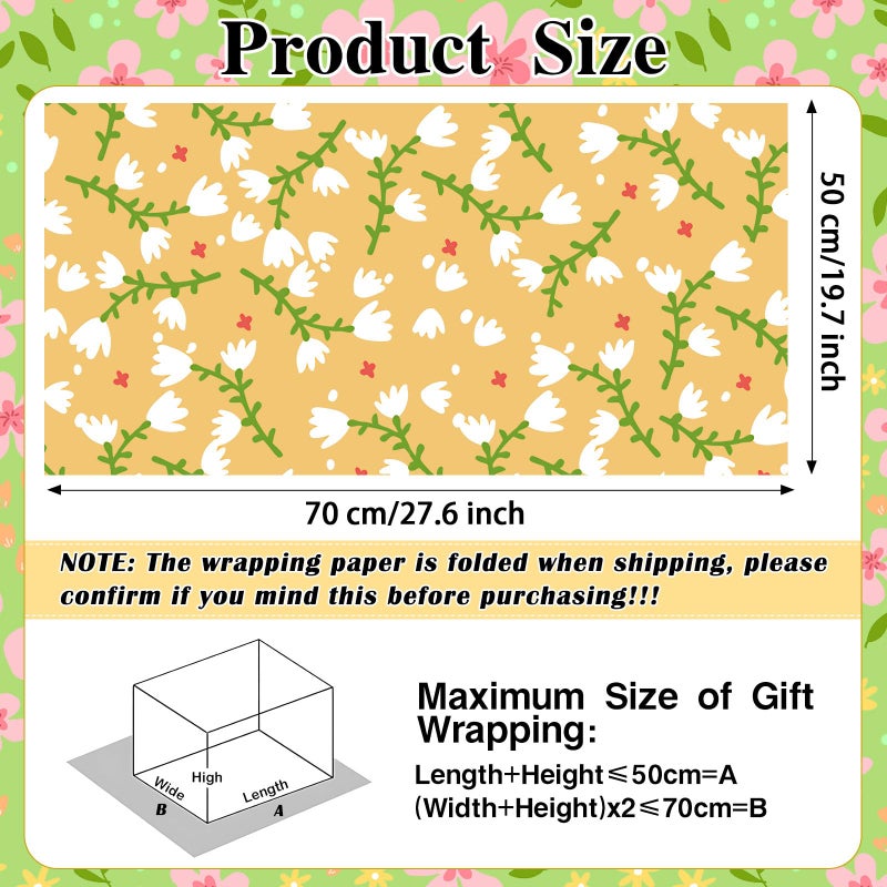 Pineraap 12 Sheets Floral Wrapping Paper Colorful Spring Flower Gift Wrap Paper Folded Flat Decorative Art Paper for Wedding Birthday Baby Shower Mother's Day Gift Packing, 19.7 x 27.6 Inch - Image 2
