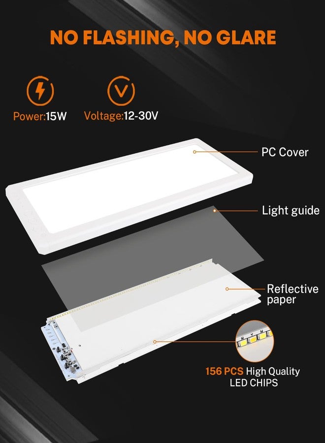 Kohree ضوء داخلي قابل للتعتيم من كوهري 12 فولت 16.7" × 6.6"، 1500 لومن، أضواء سقف LED للمركبات، 5 مستويات من التعتيم، 3 درجات حرارة للون، 2900-6500 كيلفن، تركيبات أضواء للمركبة/المقطورة/الكامبر/القارب (عبوة 2)  - Image 5