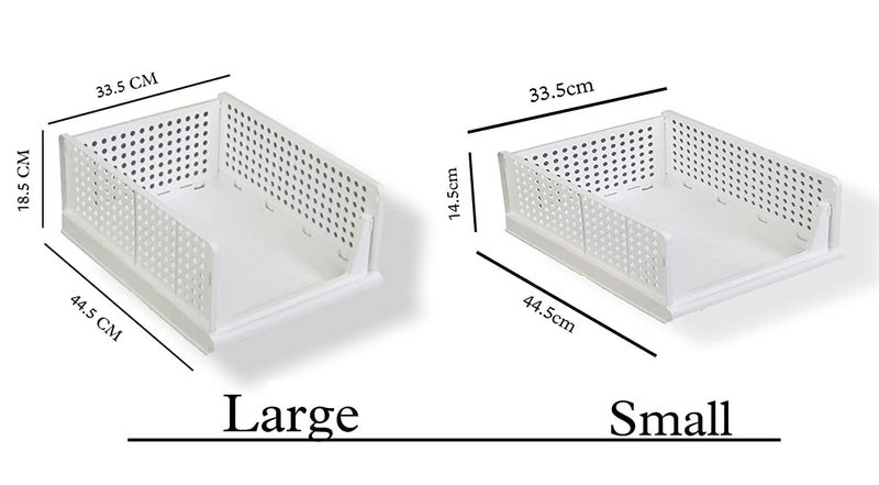 JEYANG Plastic Clothes Organizer For Wardrobe - Foldable And Stackable Closet Cupboard Almirah Space Organiser For Shirt, T Shirt, Jeans (Pack Of 4, White) - Image 3
