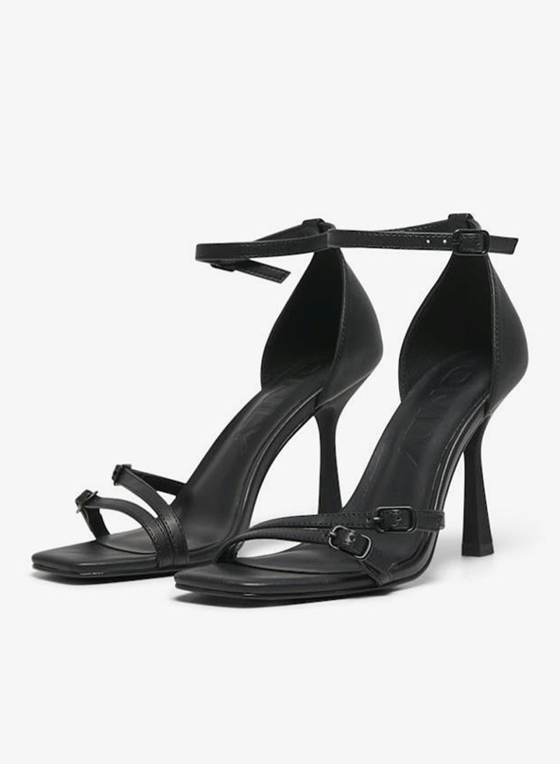 ONLY Onlaubrey-3 Pu Buckle Heeled Sandals - Image 1