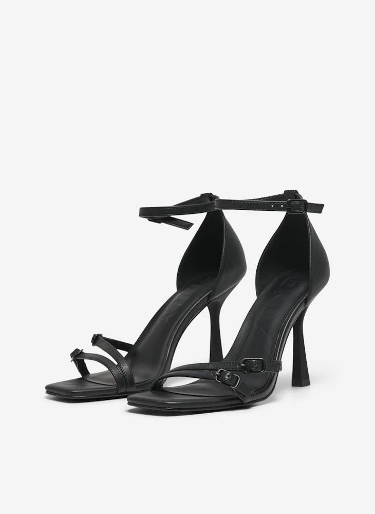 ONLY Onlaubrey-3 Pu Buckle Heeled Sandals