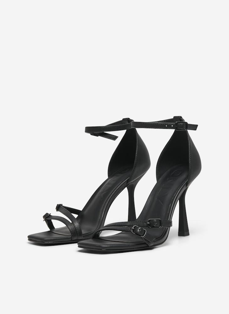 ONLY - Onlaubrey-3 Pu Buckle Heeled Sandals - Image 1