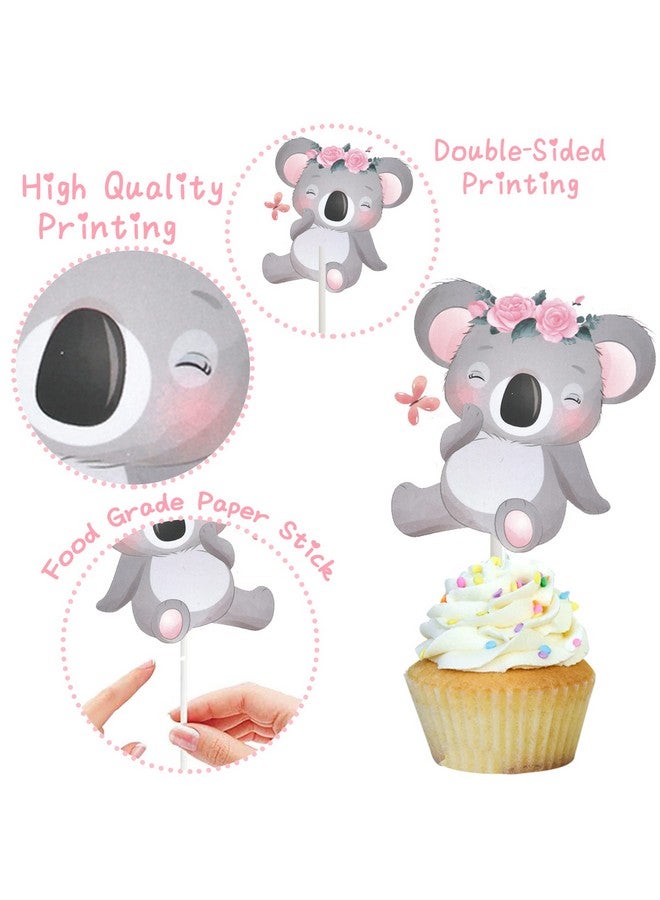 umoni 24Pcs koala Birthday Party Decorations koala Cupcake Cake Toppers for koala Theme Wild Animal Theme Birthday Party Supplies - Image 3