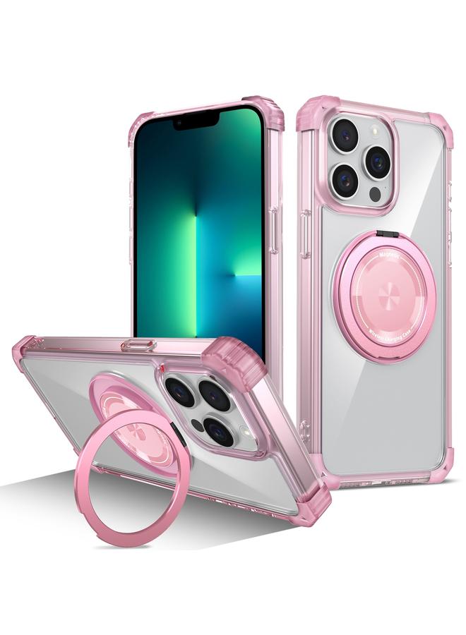 اس-توب جراب هاتف مغناطيسي MagSafe بنمط CD ذهبي لهاتف iPhone 13 Pro مع حامل دوار - Image 1