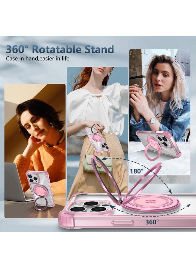 اس-توب جراب هاتف مغناطيسي MagSafe بنمط CD ذهبي لهاتف iPhone 13 Pro مع حامل دوار - Image 4