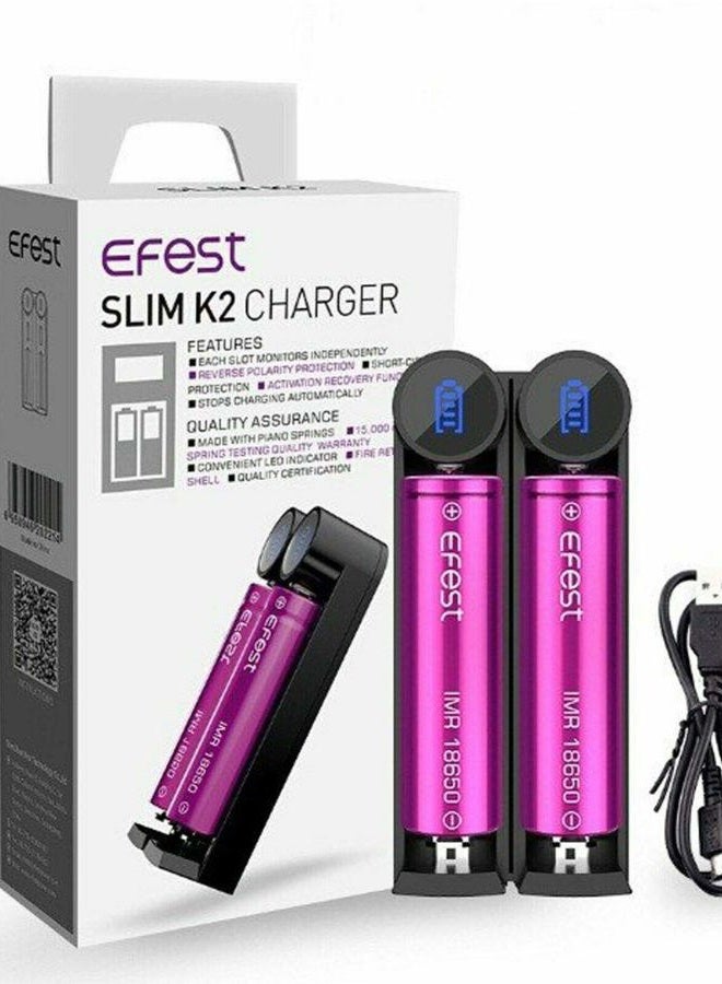 Efest Li-Ion K2 USB Charger for 2 Batteries 18650/18350/16340/26650/14500 - Image 1