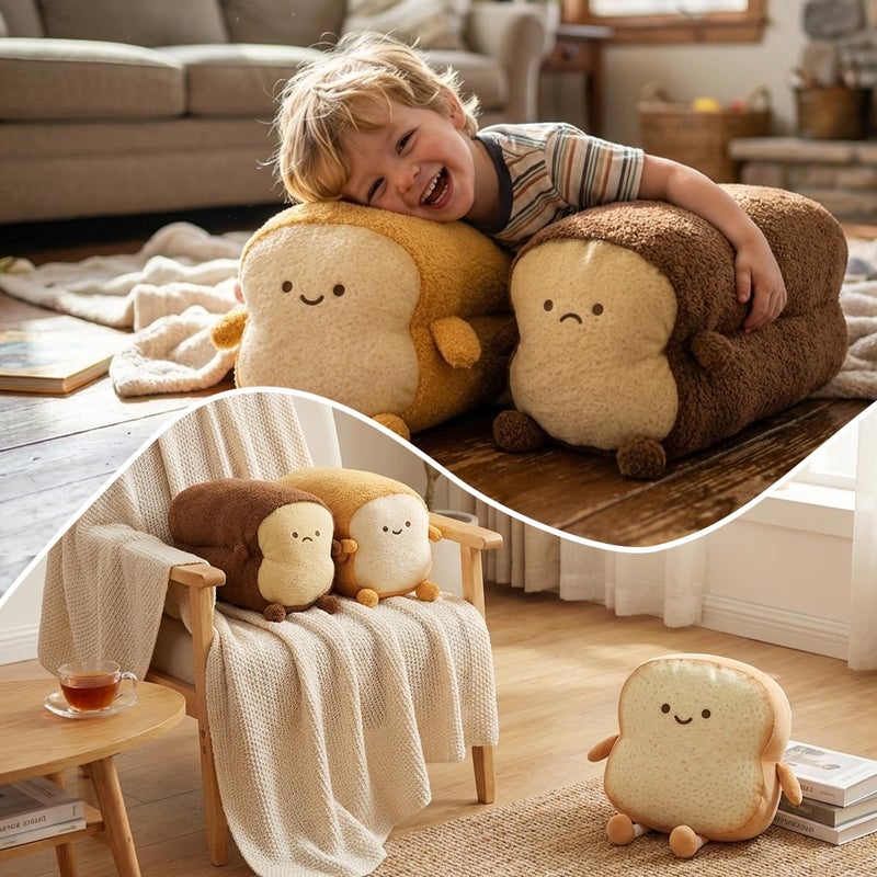 DENTRUN Toast Plush Pillow Stuffed Bread Shape Soft Food Plushie for Kids  Adults 15 - Image 3