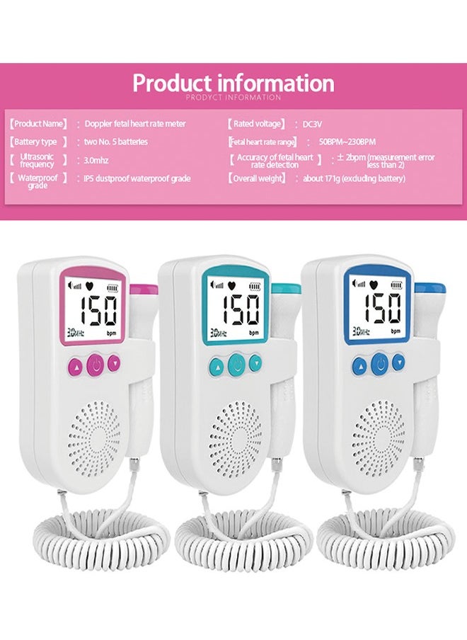 Generic - Fetal Heart Rate Detector, Portable Fetal Heart Rate Detector, Home Doppler Meter With LCD Display, For Monitoring Baby's Heartbeat At Home,blue - Image 1