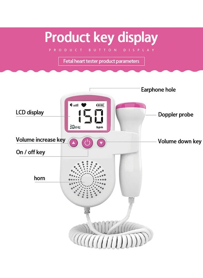 Generic - Fetal Heart Rate Detector, Portable Fetal Heart Rate Detector, Home Doppler Meter With LCD Display, For Monitoring Baby's Heartbeat At Home,blue - Image 1